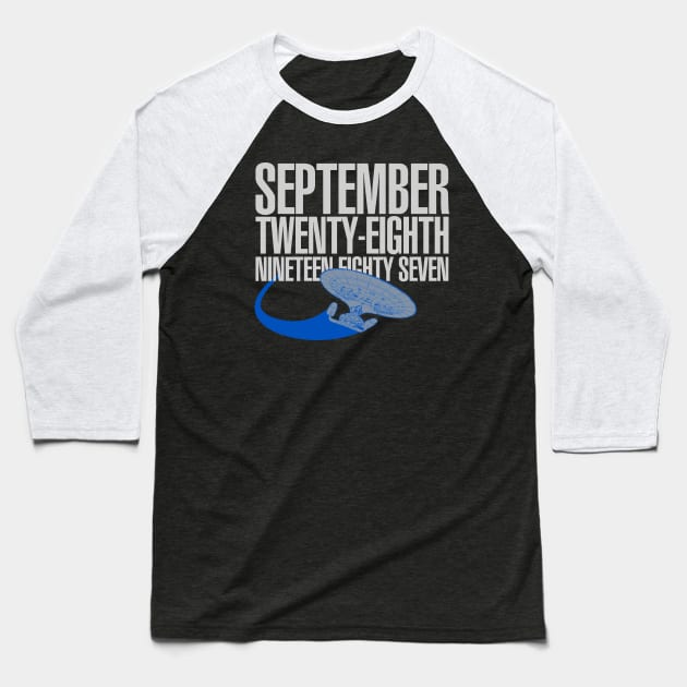 TNG Premiere Date Baseball T-Shirt by PopCultureShirts